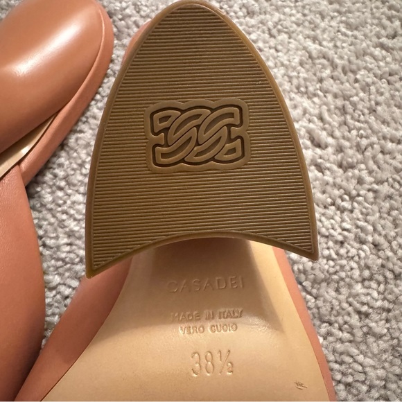 Casadei Blade 100 Leather Sculptural Heel Sandals Nude Peach Size 38.5 - Picture 8 of 8